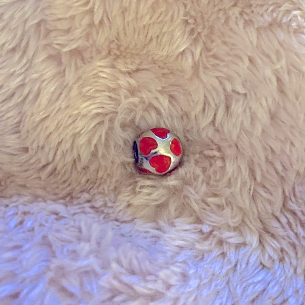 Pandora red enamel hearts Charm